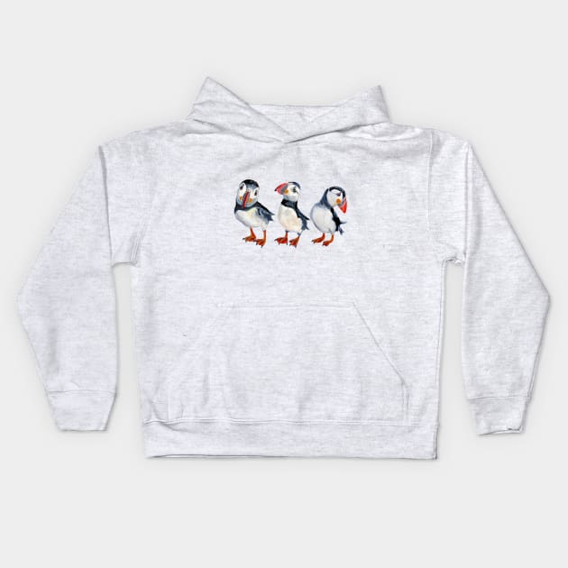 Puffins Kids Hoodie by msmart